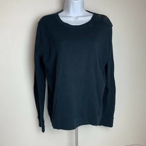 Women's Blue  Button-Shoulder Top